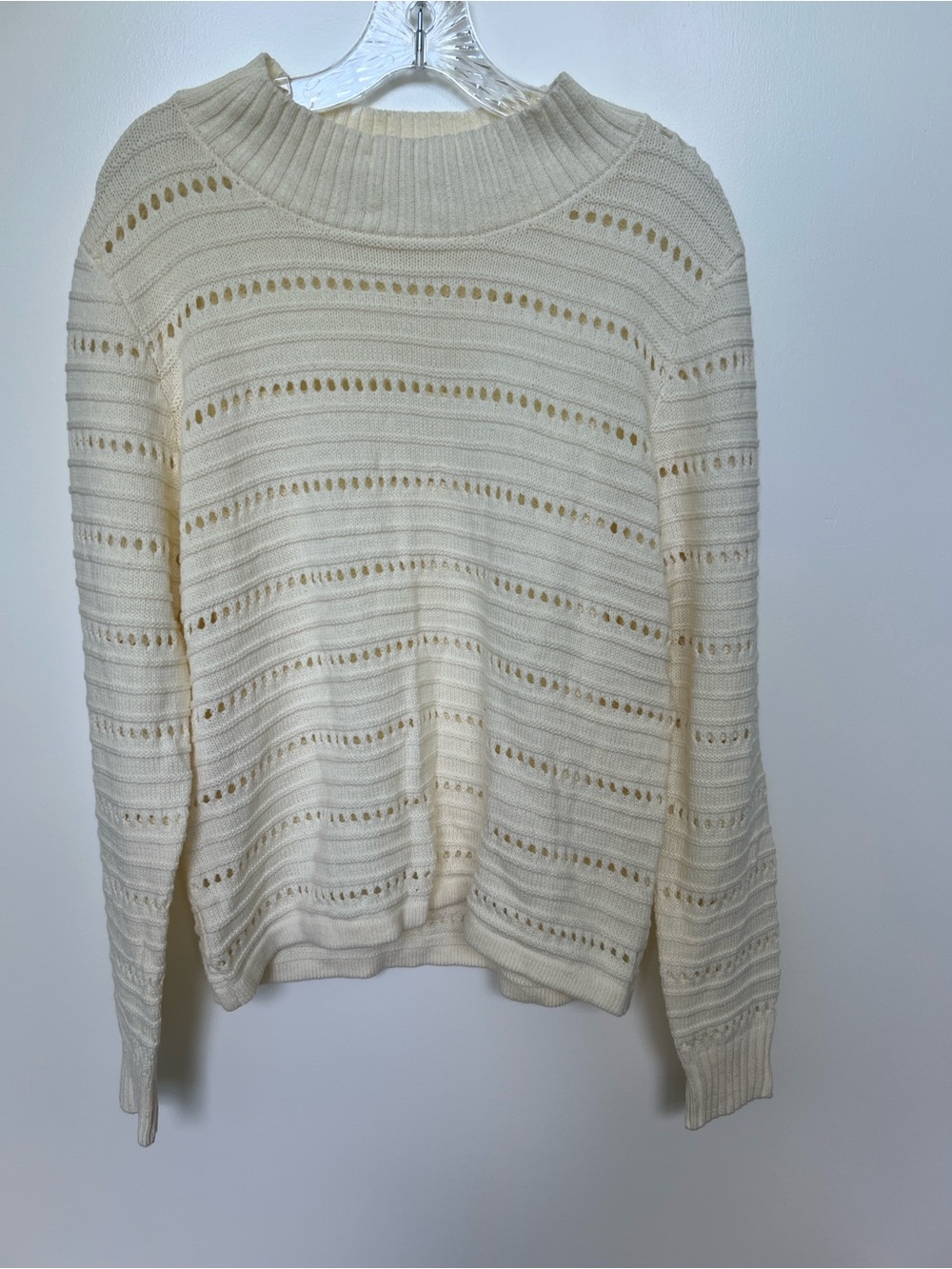 Relaxed Open-Knit Cream Sweater